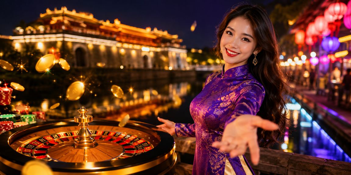 Người dùng tại Huế mặc truyền thống tham gia trò chơi roulette casino trực tuyến
